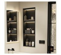 4-Tier Black Stainless Steel LED Shower Shelf Waterproof Bathroom Modern Shampoo Storage No Tile Needed 700x280x125mm - Perfect for Stylish Bathrooms
