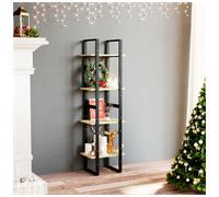 4-Tier Book Cabinet Natural 40x30x140cm Engineered Wood Metal Unit Home Storage