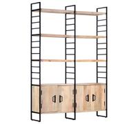 vidaXL Solid Mango Wood 4-Tier Bookcase 124cm Book Racks Display Unit Cabinet