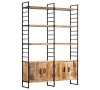 vidaXL Rough Mango Wood 4-Tier Bookcase 124cm Book Racks Display Unit Cabinet