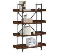 4-Tier Bookcase Brown Oak 100x33x145.5 cm Engineered Wood & Metal Storage Unit