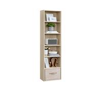 4 Tier Bookcase with Adjustable Shelves, Natural Beige / 6-Tier(24D x 40W x 178.5H cm)