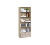 4 Tier Bookcase with Adjustable Shelves, Natural Beige / 6-Tier(24D x 60W x 178.5H cm)