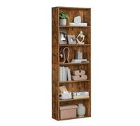 4 Tier Bookcase with Adjustable Shelves, Rustic Brown / 24 x 60 x 178.5 cm / 6 Shelves