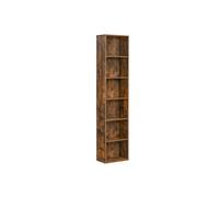 4 Tier Bookcase with Adjustable Shelves, Rustic Brown / 6 Shelves （24 x 40 x 178.5 cm）