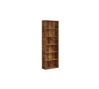 4 Tier Bookcase with Adjustable Shelves, Rustic Brown / 6 Shelves （24 x 60 x 178.5 cm）