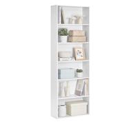 4 Tier Bookcase with Adjustable Shelves, White / 24 x 60 x 178.5 cm / 6 Shelves