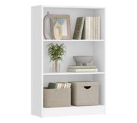 4 Tier Bookcase with Adjustable Shelves, White / 24 x 60 x 93 cm / 3 Shelves