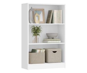 4 Tier Bookcase with Adjustable Shelves, White / 24 x 60 x 93 cm / 3 Shelves