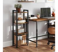4-Tier Bookshelf, Rustic Brown and Ink Black