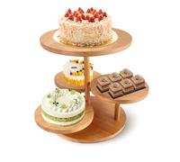 4 Tier Cake Stand, Vintage Wooden Cupcake Stand, Tiered Round Wooden Dessert Display Stand, Elegant Afternoon Tea Stand to Display Cake Donut for Birthday Party Wedding Baby Shower Home Party
