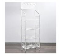 4-Tier Candy Display Stand - Metal on Wheels for Kitchen, Living Room, Office, Bathroom, Garage - Versatile White Shelf, 50 x 27 x 140 cm, Space-Saving Storage Solution