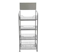 4-Tier Candy Display Stand - Metal with Wheels for Kitchen, Living Room, Office, Bathroom & Garage - Versatile White Shelf, 50 x 27 x 140 cm