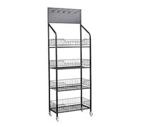 4-Tier Candy Display Stand - Metal with Wheels for Kitchen, Living Room, Office, Bathroom & Garage - Versatile White Shelf, 50 x 27 x 140 cm