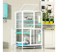4-Tier Cat Cage for Indoor/Outdoor Use, Large Pet House on Wheels, Removable Tray, Ideal Enclosure for Multiple Cats(White,71 * 55 * 137cm)