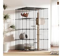 4 Tier Cat Cage Indoor, DIY Metal Cat Enclosure Catio for Indoor Outdoor Use, Accommodating for 1-3 Cats, Rabbits, Guinea Pigs, Ferrets and Small Animals