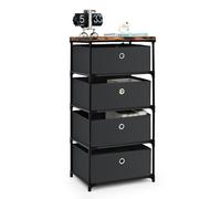 4-tier Chest of Drawers With 4 Drawers Nightstand Storage Cabinet Gymax Black One Size