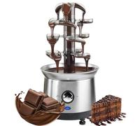 4 Tier Chocolate Fountain, 180W Blender with Hot Melting Pot Base, Electric Stainless Steel Chocolate Fondue Fountain Machine, for Nacho Cheese, Sauces in Wedding, Birthday, Christmas