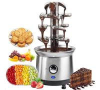 4-Tier Chocolate Fountain Machine - 170W Stainless Steel Electric Fondue Fountain with 2.6Lb Capacity for Chocolate, Cheese & Sauces - Perfect for Weddings, Birthdays, Christmas Parties