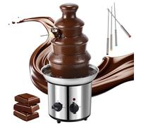 4 Tier Chocolate Fountain Machine, Electric Melting Chocolate Machine with 4 Skewers, Universal UK Plug 220V Chocolate Fountain Fondue Set for Children's Birthdays Weddings Parties