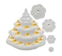 4 Tier Christmas Tree Deviled Egg Holder, 26 Holes Stackable Resin Trees Platters, Reusable Christmas Tree Egg Tray with Lid, Holiday Farmhouse Kitchen Party Tableware