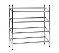 4-Tier Chrome Finish Stackable & Extendable Shoe Storage Rack