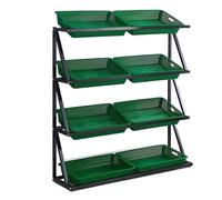4 Tier Commercial Kitchen Vegetable Display Rack, Supermarket Fruit Basket Organizer, Heavy Duty Stackable Storage Shelf(Green,Double)