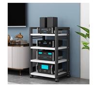 4-Tier Corner Entertainment Center - Media Unit with Open Stereo Cabinet & Storage Shelf for Record Player, Turntable & AV Components, Space-Saving Design, Stylish Home Decor