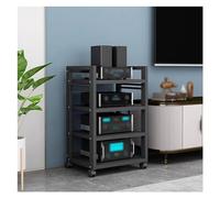 4-Tier Corner Entertainment Center - Open Stereo Cabinet Media Unit with Storage Shelf for Record Player, Turntable & AV Components - Space-Saving Home Furniture