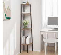 4-Tier Corner Shelf Dark Brown Black Engineered Wood Steel 45.5x31.5x150 cm Slim