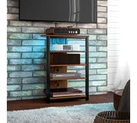 HOMCOM TV Stand with Lights, 4-Tier Storage Shelves for TVs up to 29"