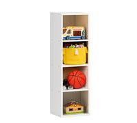 (4 Tier) Cube Bookcase, Wooden Bookcase Shelving Display Storage Unit Office Living Room Furniture White