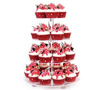 4 Tier Cupcake Stand with Base, Acrylic Cupcake Tower Stand, Premium Cupcake Holder, Clear Cupcake Display Tree Tower Stand for 38 Cupcakes, Display for Wedding Birthday Pastry