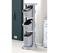 4-Tier Detachable Kitchen Fruit Vegetable Basket Storage Rack Laundry with Wheels Trolley Cart Living and Home Grey One Size