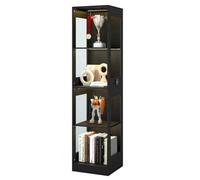 4 Tier Display Cabinet Glass Doors 3 Color Sensor Led Light Cupboard Bookcase