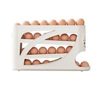 4-Tier Egg Holder for Fridge, Rolling Egg Storage Rack with Slide Design, Large Capacity Holder Storage for 30 Eggs, Space-Saving Organizer