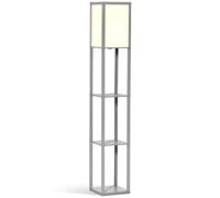 4-Tier Floor Lamp, Floor Light with Storage Shelf, Grey 3-Tier