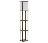 4-Tier Floor Lamp Standing Lamp with Storage Shelf for Home Office Dorm Brown