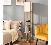 HOMCOM 3-Tier Floor Lamp, Floor Light with Storage Shelf, Reading Standing Lamp with Acrylic Shade for Living Room, Bedroom, Kitchen, Dining Room, Office, Dorm, 160cm, Natural