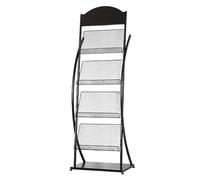 4-Tier Floor-Standing Magazine Rack, Iron Brochure Display Stand with 4 Pockets, Easy Assembly for Office, Store & Trade Shows