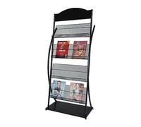 4-Tier Floor-Standing Magazine Rack, Iron Brochure Display Stand with 4 Pockets, Easy Assembly for Office, Store & Trade Shows, Stylish and Durable