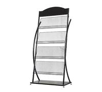 4-Tier Floor-Standing Magazine Rack, Iron Brochure Display Stand with 4 Pockets, Easy Assembly for Office Store & Trade Shows