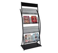 4-Tier Floor-Standing Magazine Rack, Iron Brochure Display Stand with 4 Pockets, Easy Assembly for Office, Store & Trade Shows, Stylish and Durable