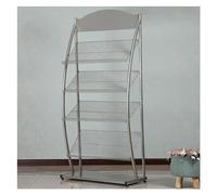 4-Tier Floor Standing Magazine Rack - Iron Newspaper Storage Stand for Trade Shows Exhibitions Office & Retail - Commercial Brochure Display Shelf