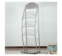 4-Tier Floor Standing Magazine Rack - Iron Newspaper Storage Stand for Trade Shows Office Retail Store & Commercial Brochure Display Shelf.