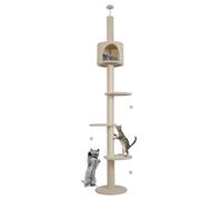 4-Tier Floor to Ceiling Tower Cat Tree with Scratching Post Beige