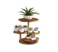 4 Tier Flower Shape Wood Dessert Display Stand Cupcake Shelf Succulent Plant Holder,brown,13 * 12in