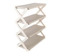 4-Tier Foldable Shoe Rack - Portable Free-Standing Shoe Storage for Entryway Hallway Kitchen Door Closet Bedroom - Space-Saving Design for Easy Access