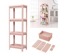 4-Tier Freestanding Bathroom Floor Storage Rack, Pink