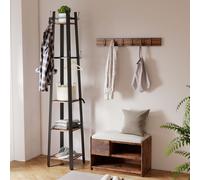 4 Tier Freestanding Coat Rack with 8 Hooks for Entryway, Hallway HOMCOM Brown One Size